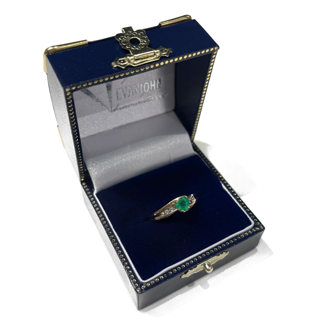 Emerald and Diamond Heart Ring