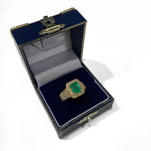 Load image into Gallery viewer, Emerald 2 Ctw Yellow Gold Pave Ring
