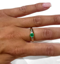 Load image into Gallery viewer, Emerald and Diamond Heart Ring
