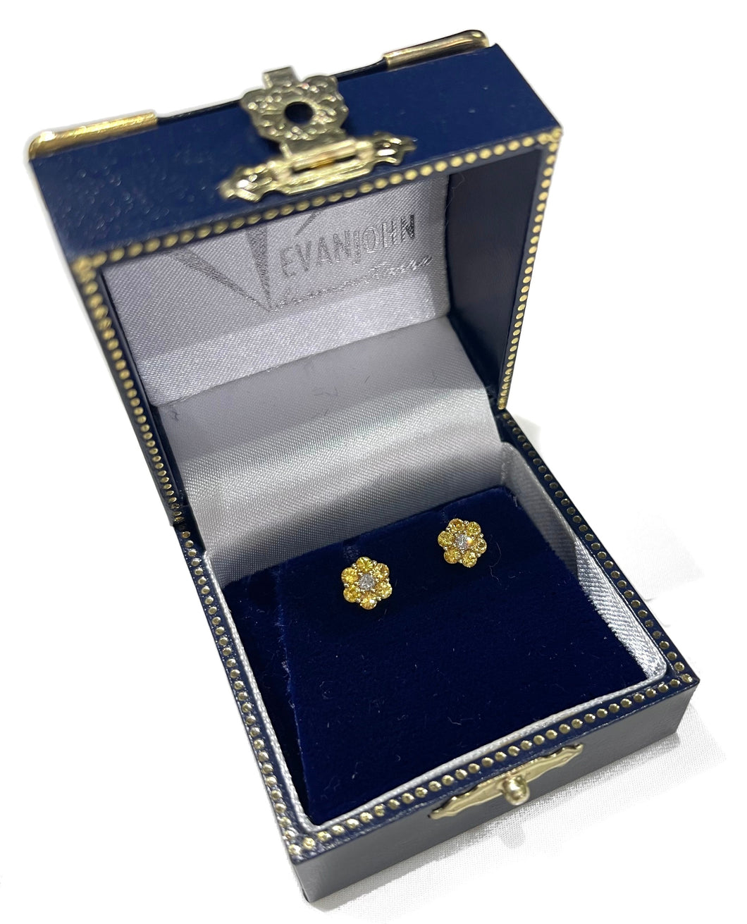 Yellow Sapphire Flower Studs